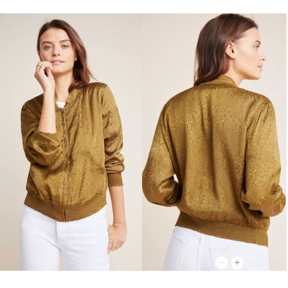 Maeve by Anthropolgie Satin bomber Jacket szM - Picture 14 of 15